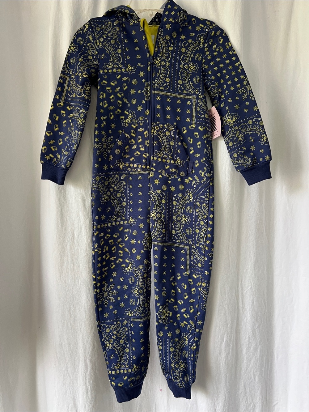 Savage X Fenty Navy and Yellow Bandana-Print Kids One-Piece Footie